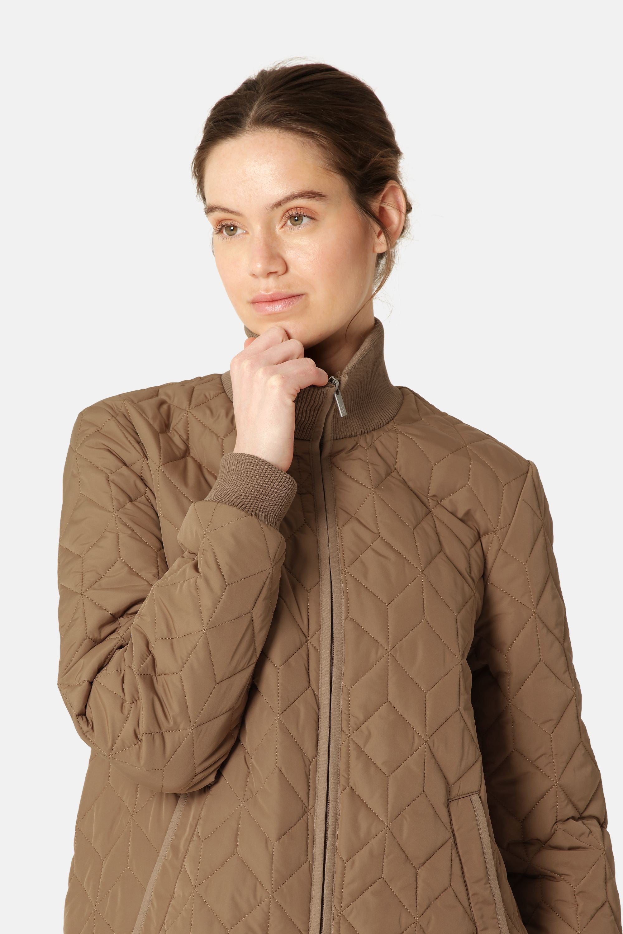 Lang Quiltet Jakke - Mocca
